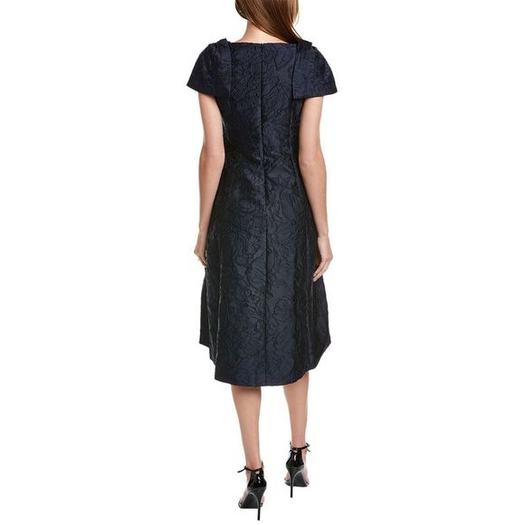 Teri Jon By Rickie Freeman Womens Jacquard Midi Dress, Blue - Picture 2 of 10